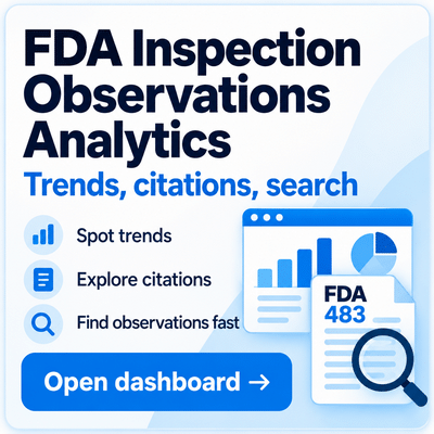 FDA Inspection Observationss Analytics – interactive dashboard, trends and search